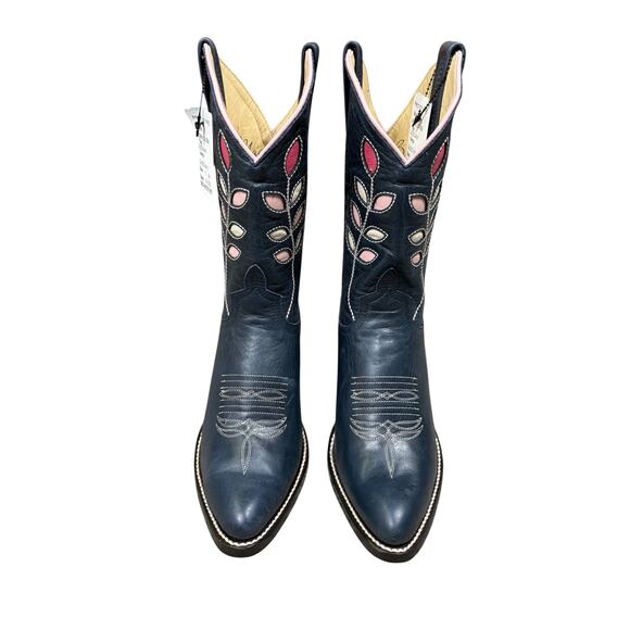 NEW Macie Bean Top Hand 10” Leather Cowboy Boots Women's 7M Navy Blue Western - Picture 3 of 13
